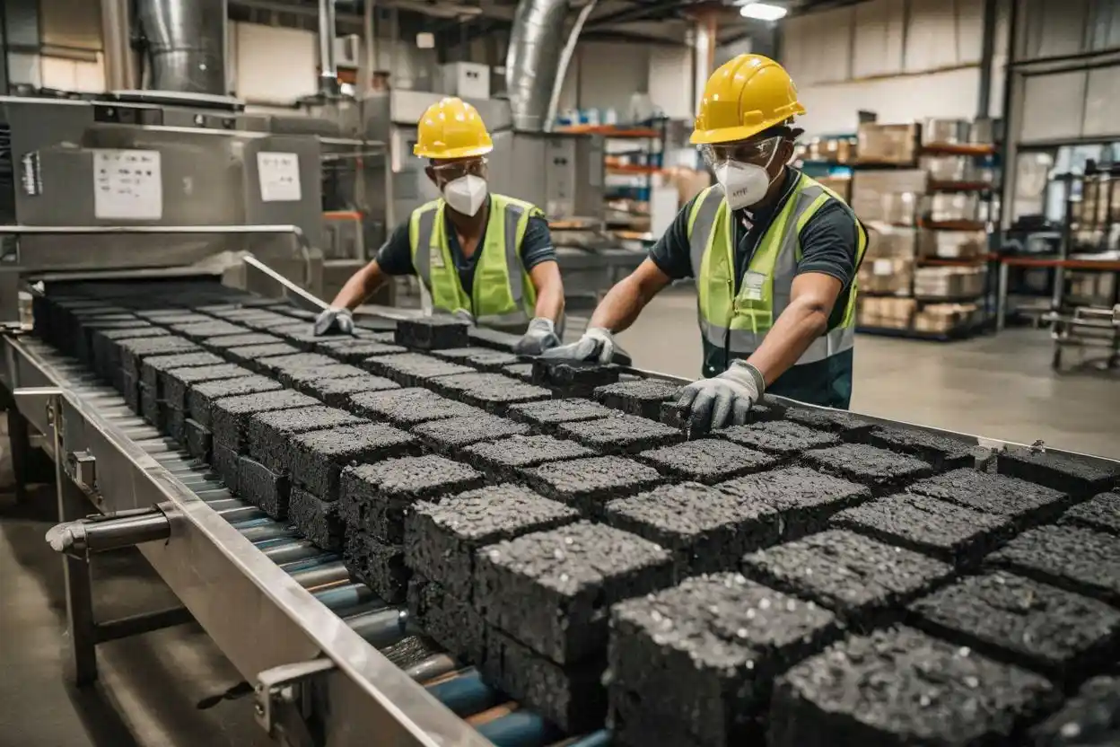 Best coconut shell charcoal manufacturer producing uniform briquettes in a professional production facility